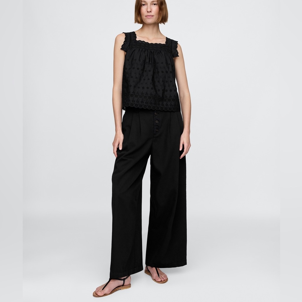 Gap X Doen High Rise Pleated Trouser Wide Leg Pant Black NWT - Picture 12 of 15